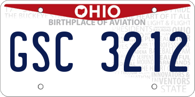 OH license plate GSC3212