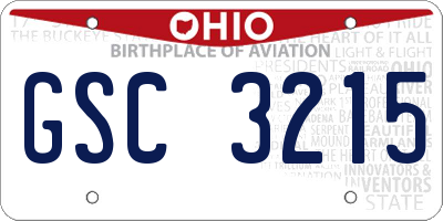 OH license plate GSC3215