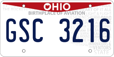 OH license plate GSC3216