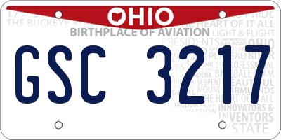 OH license plate GSC3217