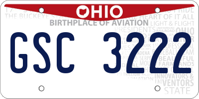 OH license plate GSC3222