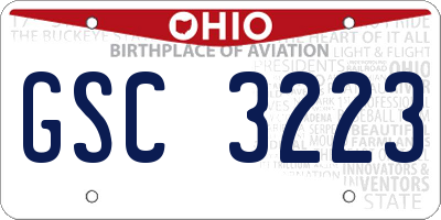 OH license plate GSC3223