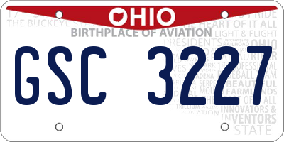 OH license plate GSC3227