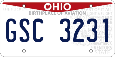 OH license plate GSC3231