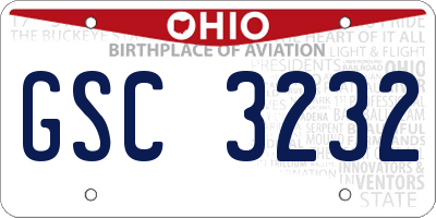 OH license plate GSC3232