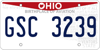 OH license plate GSC3239