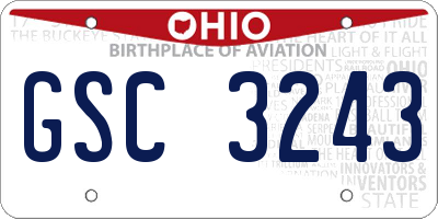 OH license plate GSC3243