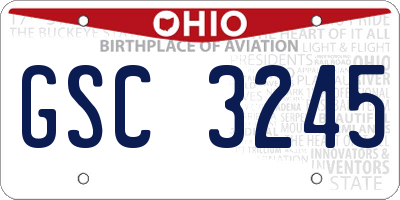 OH license plate GSC3245