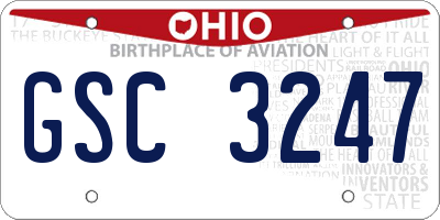 OH license plate GSC3247