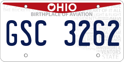 OH license plate GSC3262