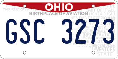 OH license plate GSC3273