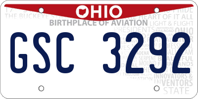 OH license plate GSC3292