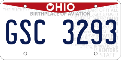 OH license plate GSC3293