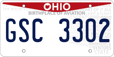 OH license plate GSC3302
