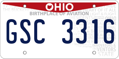 OH license plate GSC3316