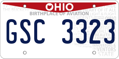 OH license plate GSC3323