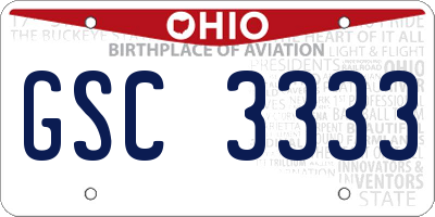OH license plate GSC3333