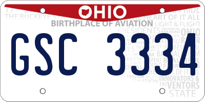 OH license plate GSC3334