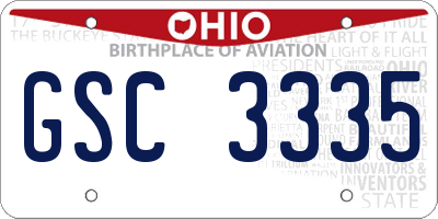 OH license plate GSC3335