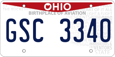 OH license plate GSC3340