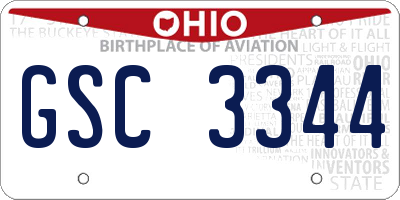 OH license plate GSC3344