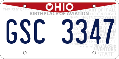 OH license plate GSC3347