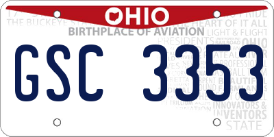 OH license plate GSC3353