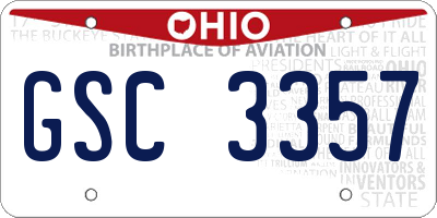 OH license plate GSC3357