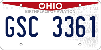 OH license plate GSC3361