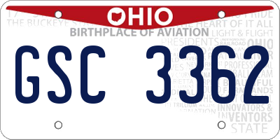 OH license plate GSC3362