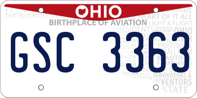 OH license plate GSC3363