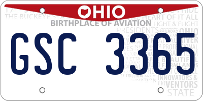 OH license plate GSC3365