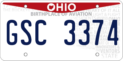 OH license plate GSC3374