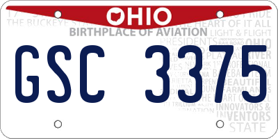 OH license plate GSC3375