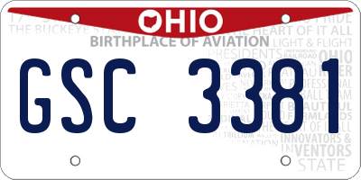 OH license plate GSC3381
