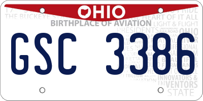 OH license plate GSC3386