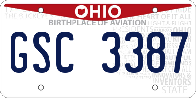 OH license plate GSC3387