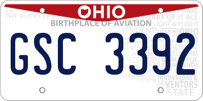 OH license plate GSC3392