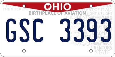 OH license plate GSC3393