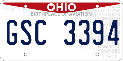 OH license plate GSC3394