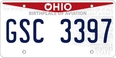 OH license plate GSC3397