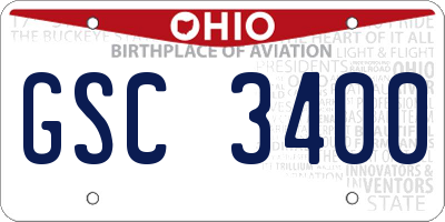 OH license plate GSC3400