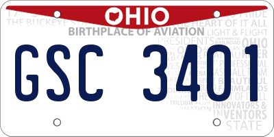 OH license plate GSC3401