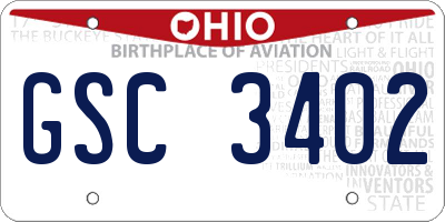 OH license plate GSC3402