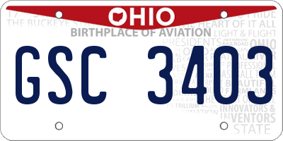 OH license plate GSC3403