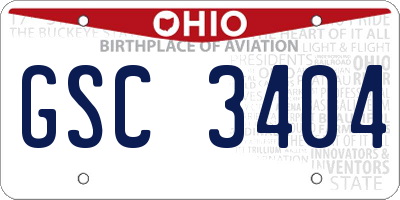 OH license plate GSC3404