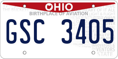 OH license plate GSC3405