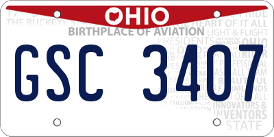 OH license plate GSC3407