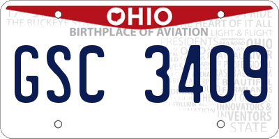 OH license plate GSC3409