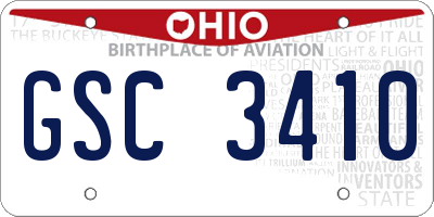 OH license plate GSC3410